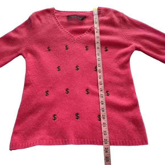 Reformation Sz XS/S Women's Pink Dollar $ Sign Vneck Sweater - Picture 11 of 11